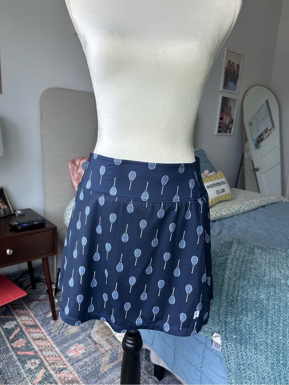 Prince Navy Tennis-Print Tennis Skirt